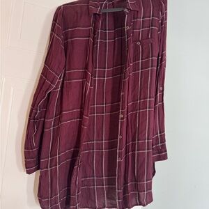 Reitmans Burgundy Plaid Shirt